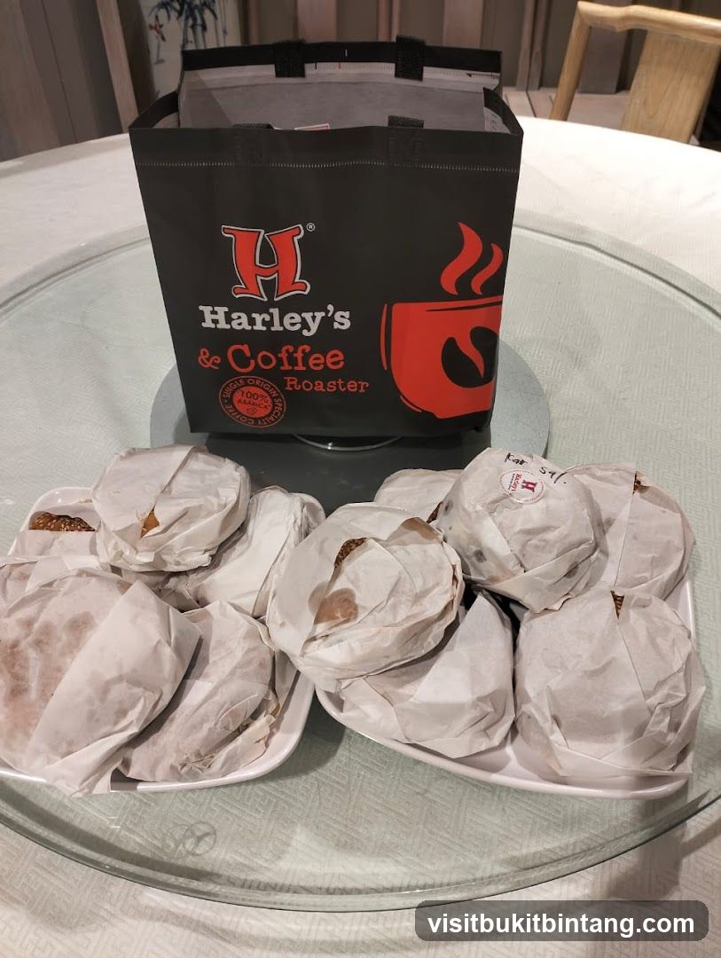 Harley's Coffee Roaster Bag and Pastries
