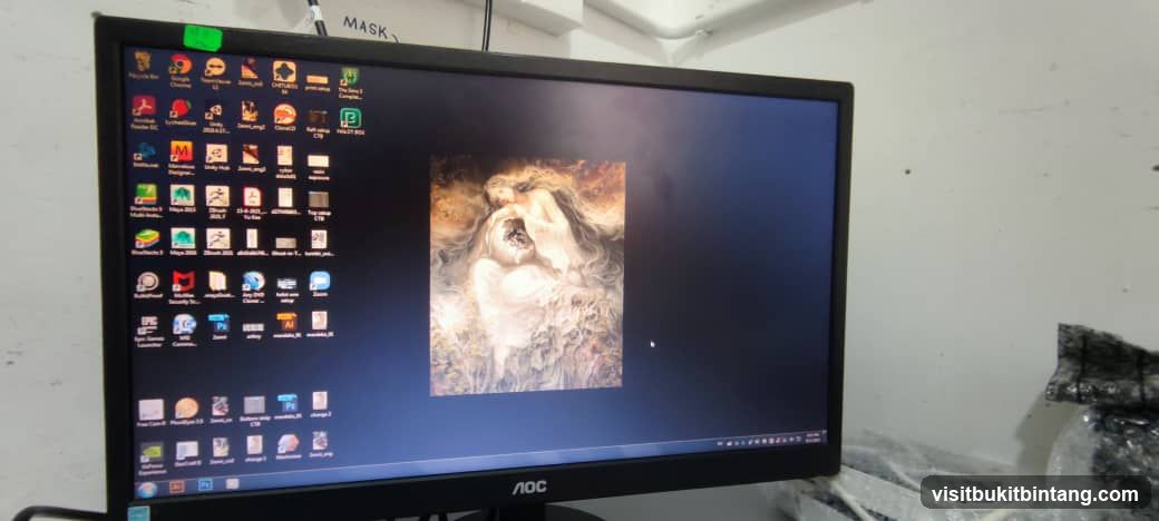 Computer Monitor with Desktop Icons