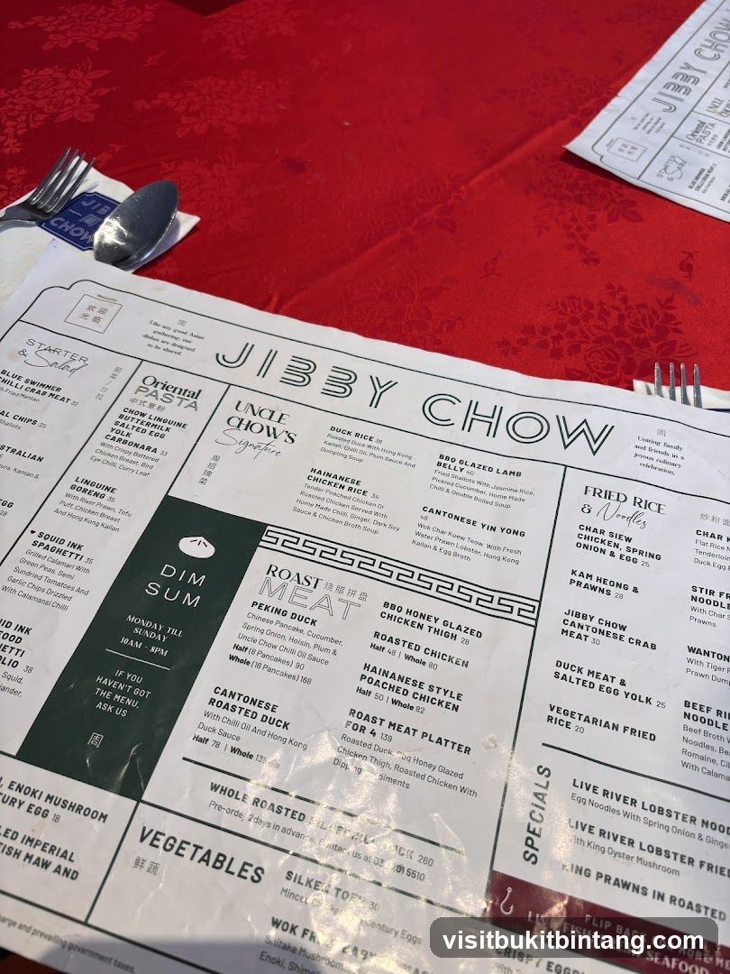Jibby Chow Menu