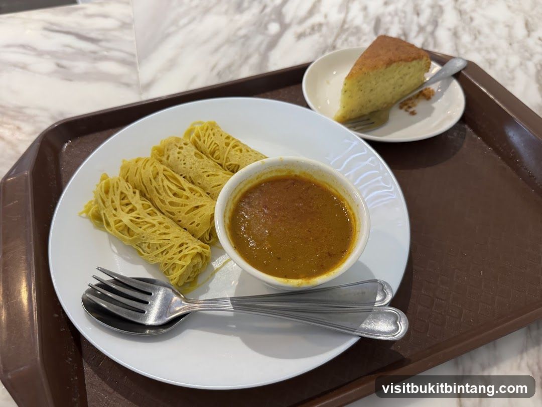 Roti Jala with Curry and Cake