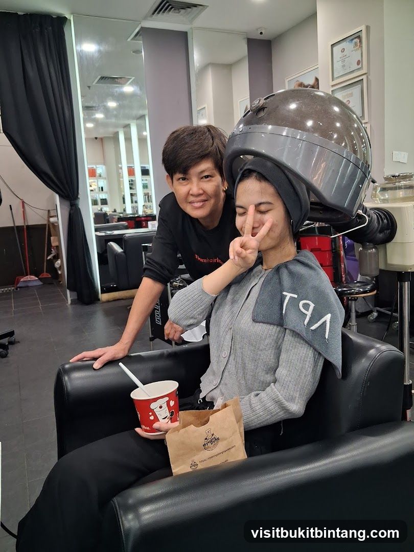 Hair Salon Customer Under Dryer