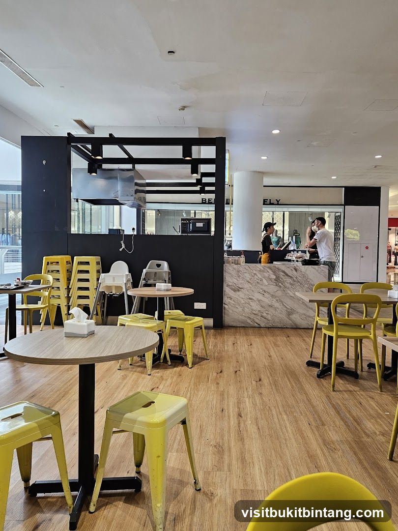 Cafe Interior with Yellow Seating