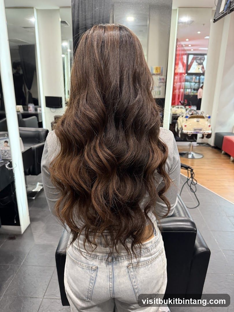 Woman with long, wavy brown hair