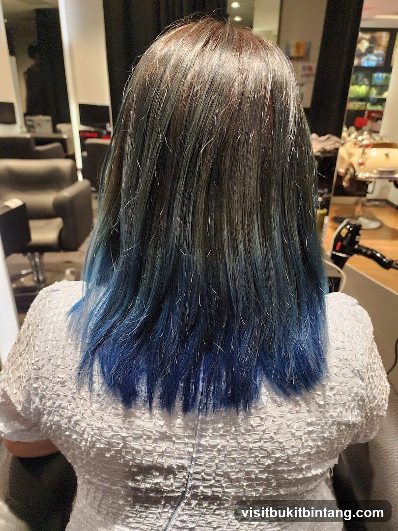 Woman with blue ombre hair