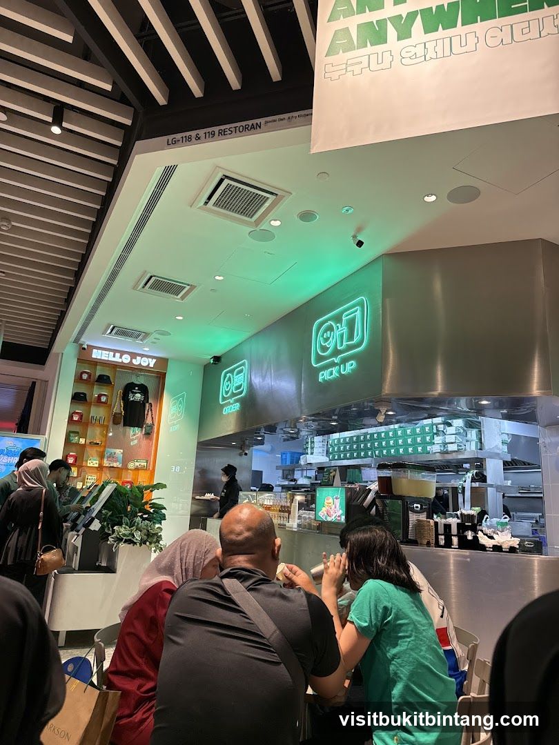 Restaurant Interior with Neon Signs