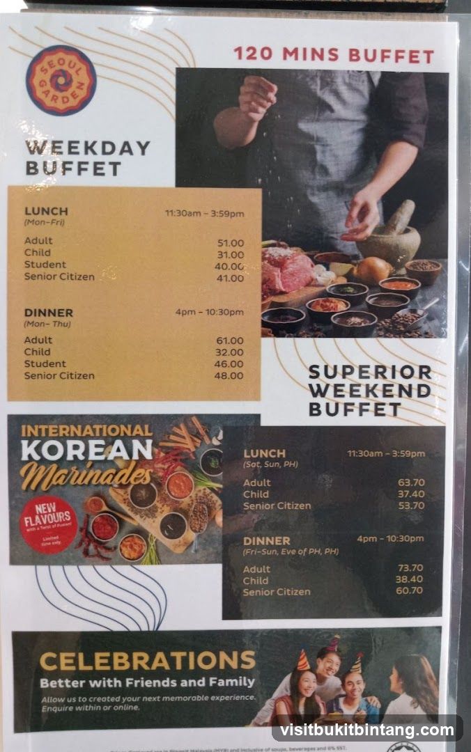 Seoul Garden Buffet Menu