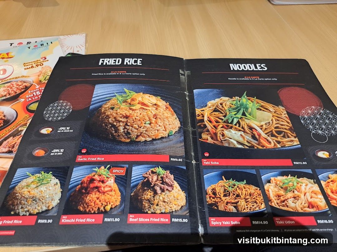 Fried Rice and Noodles Menu