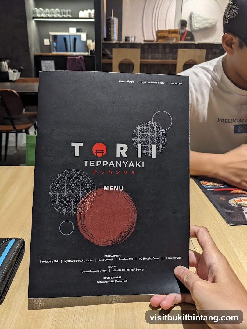Torii Teppanyaki Menu