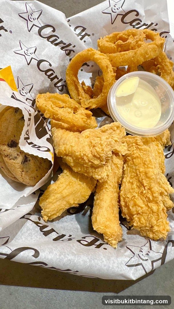 Carl's Jr. Chicken Tenders, Onion Rings, and Cookie