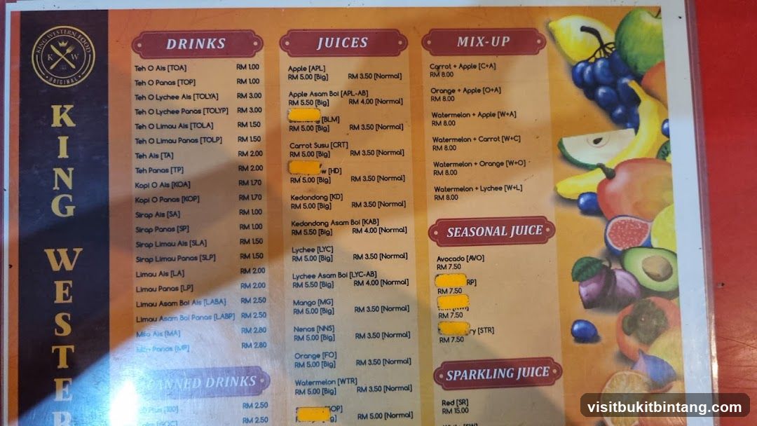 King Western Food Menu
