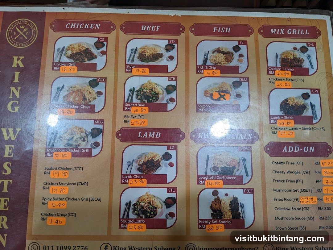 King Western Food Menu