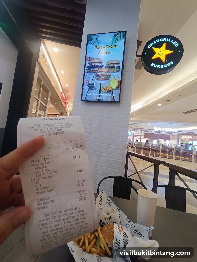 Carl's Jr. Meal and Receipt