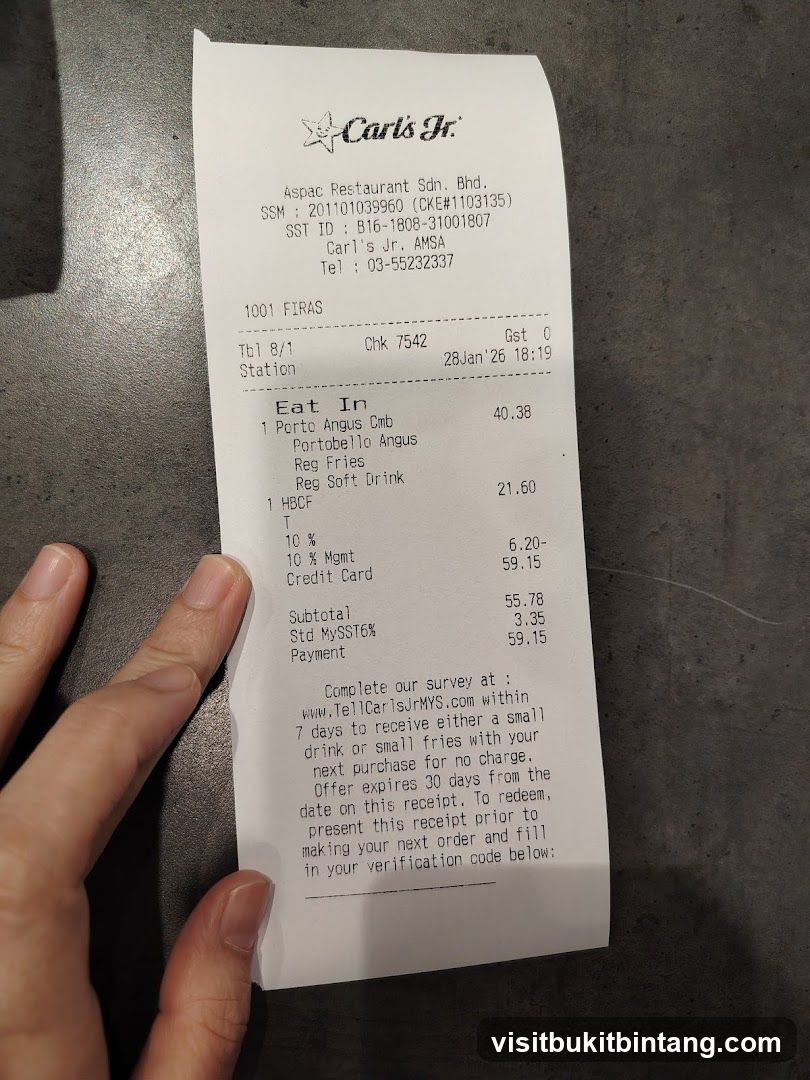 Carl's Jr. Receipt