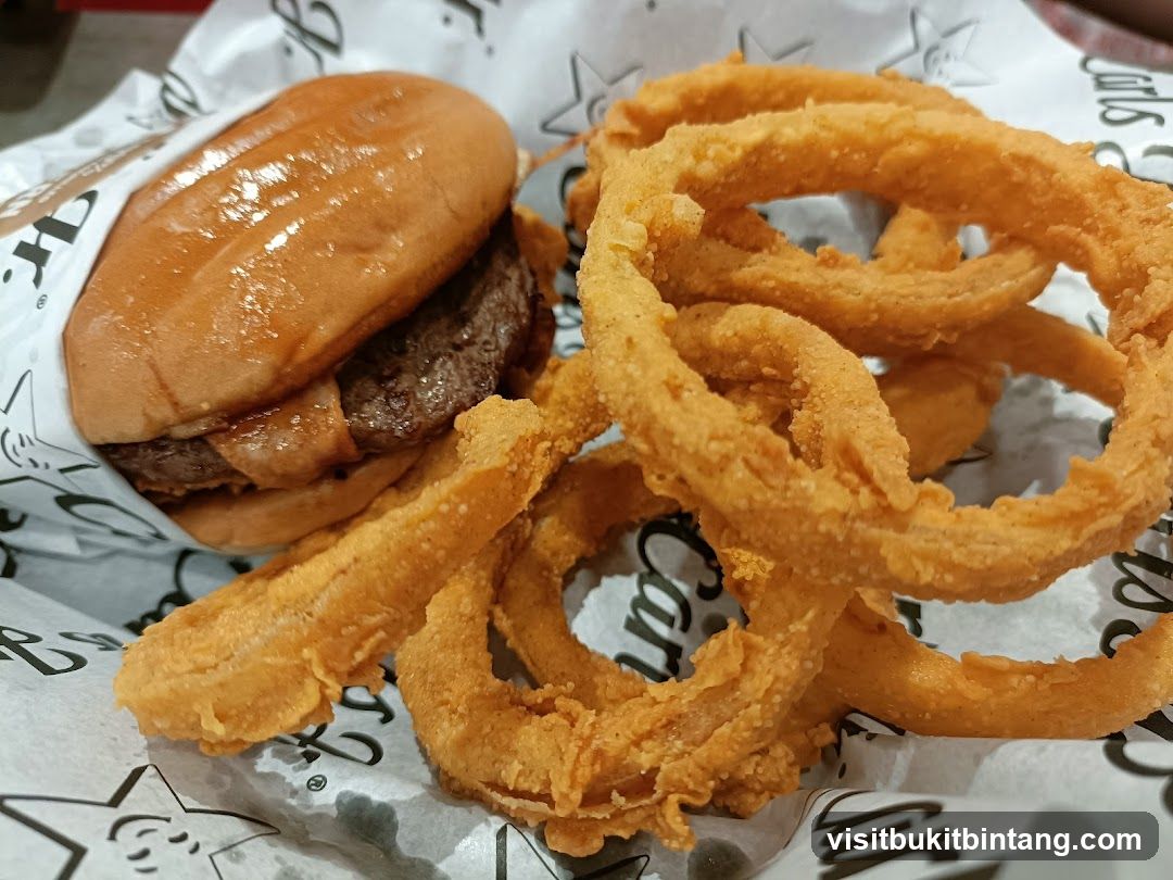 Burger and Onion Rings