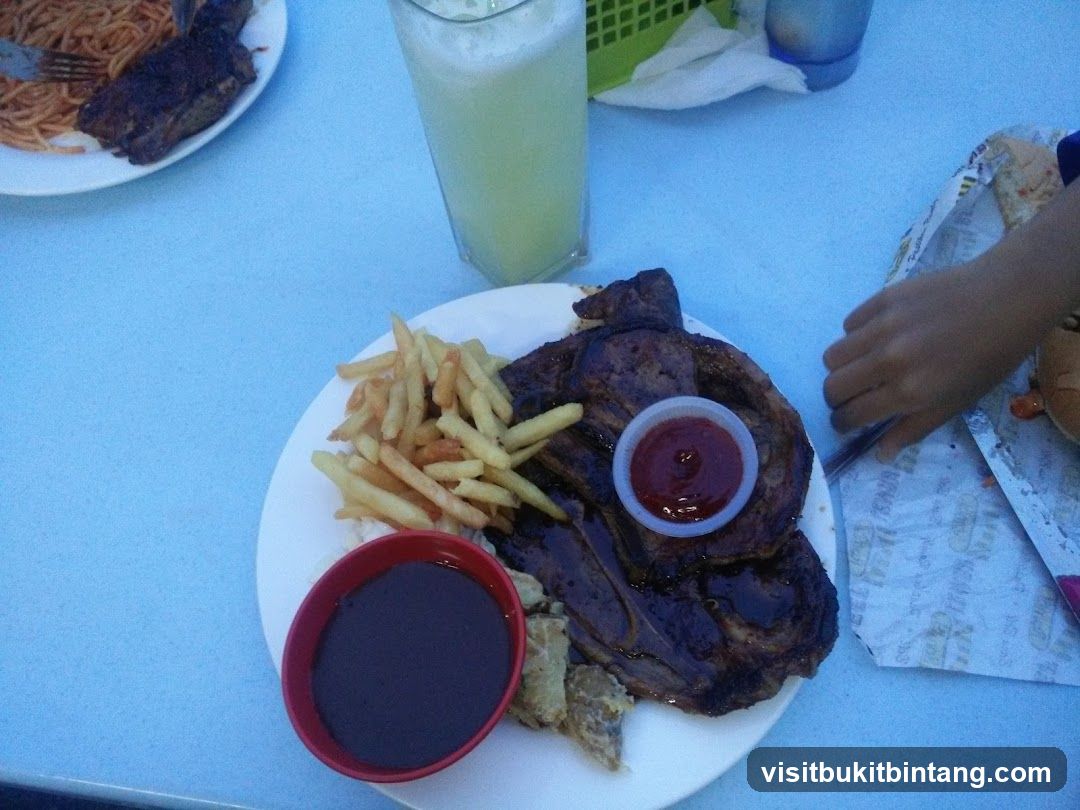 Steak Dinner with Fries and Spaghetti