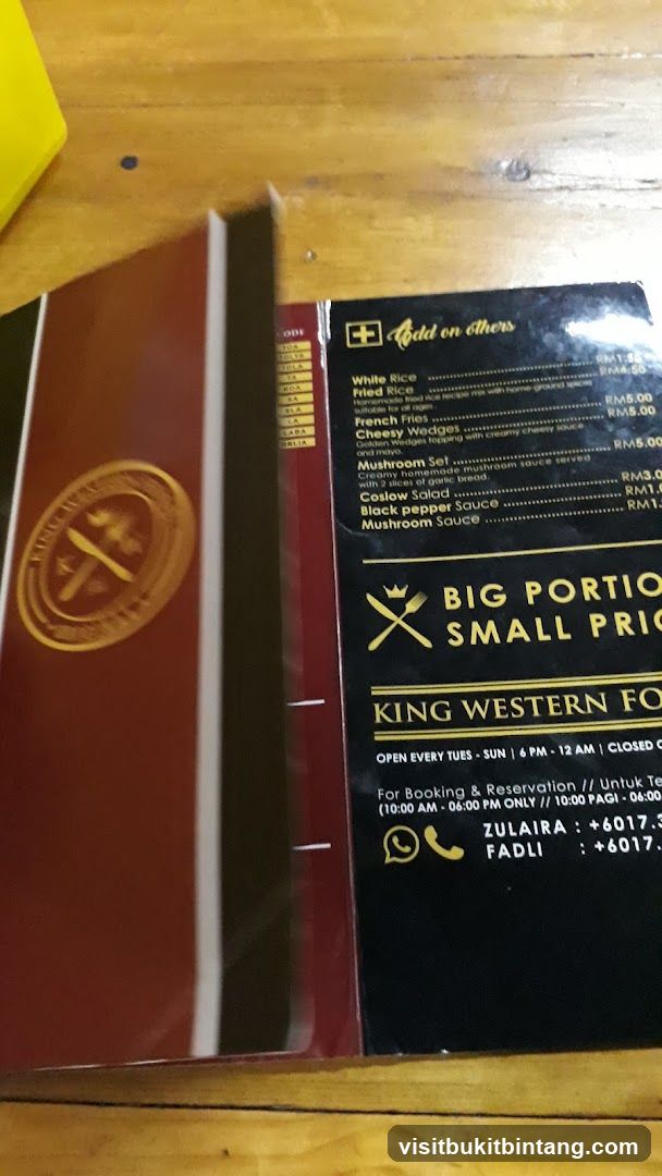 King Western Food Menu
