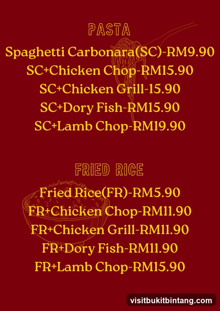 Pasta and Fried Rice Menu