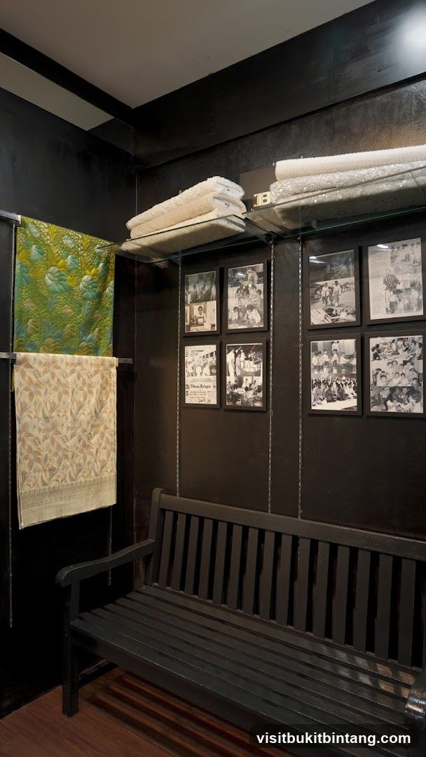 Display of textiles and historical photographs