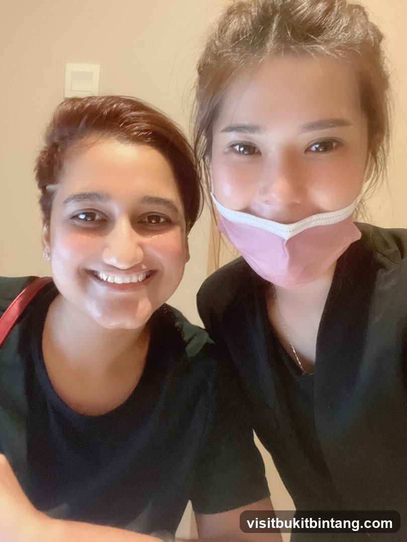 Two women smiling