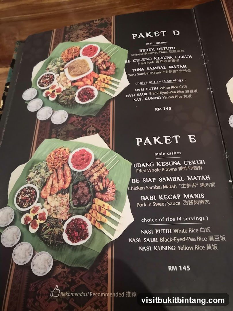 Paket D and Paket E Menu
