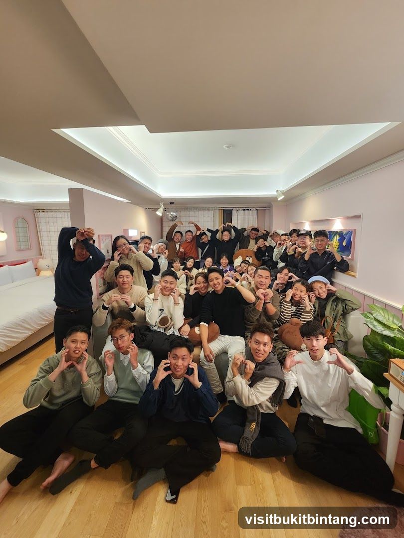 Group of people making heart shapes with their hands