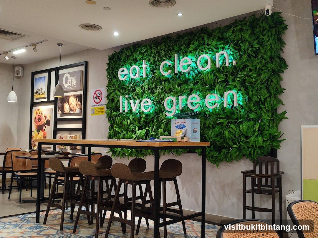 Restaurant Interior with Green Wall