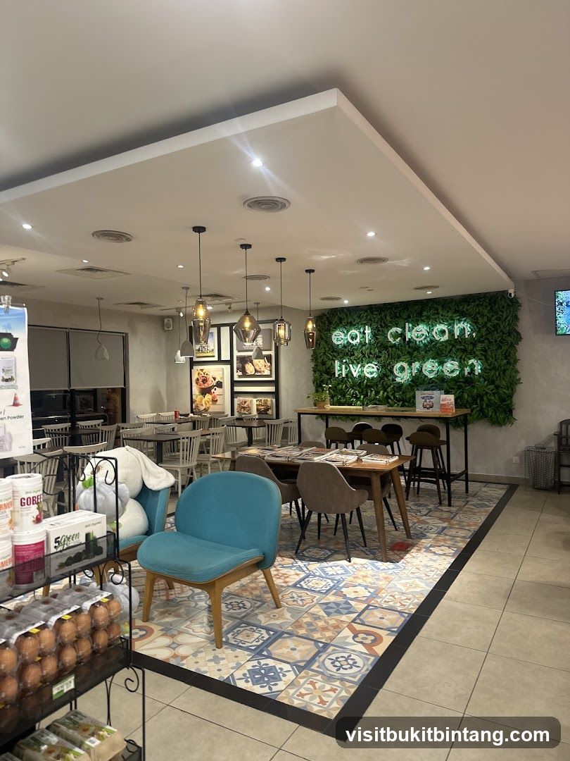 Cafe Interior with Green Wall