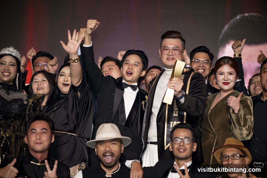 Group celebrating an award