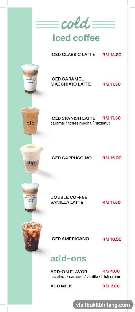 Cold Iced Coffee Menu