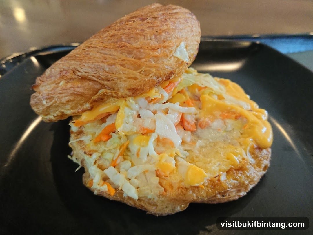 Croissant Sandwich with Coleslaw and Cheese