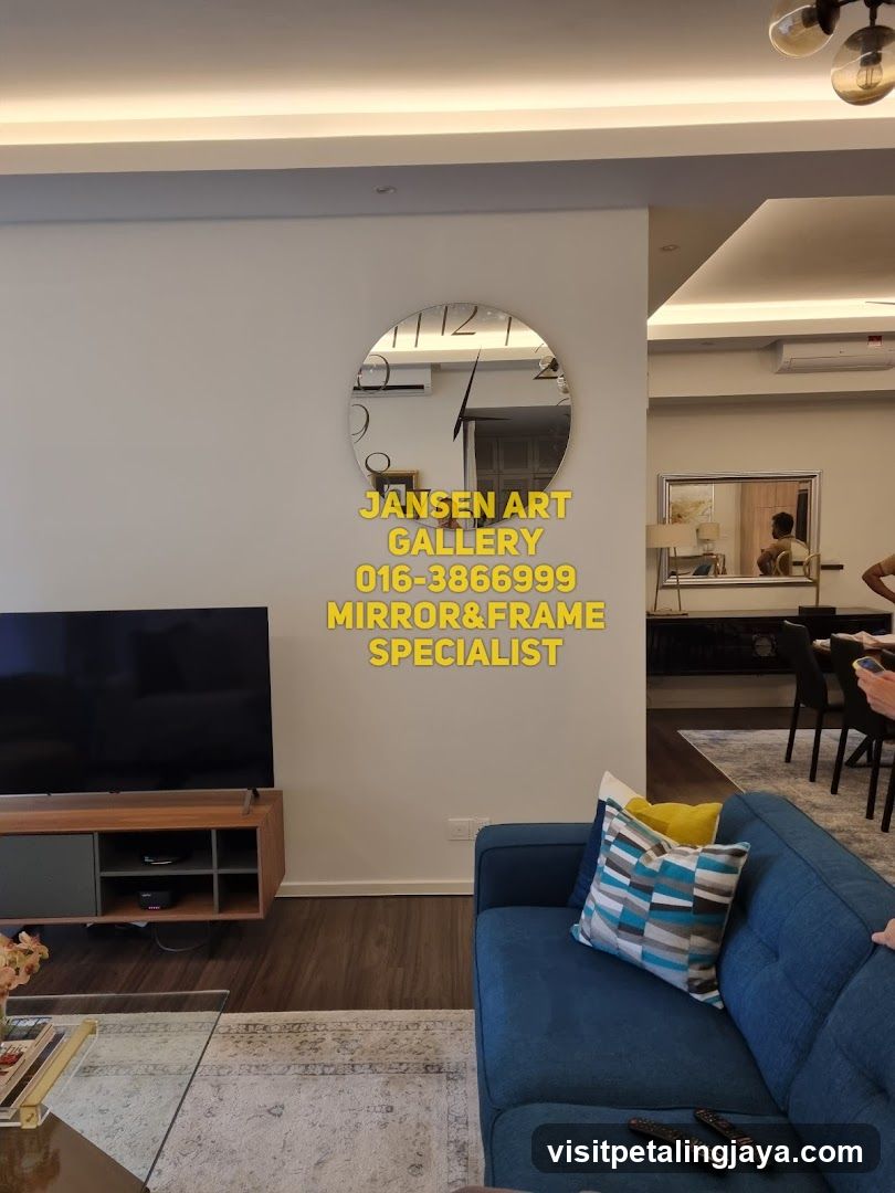 Living Room Interior with Mirror Advertisement