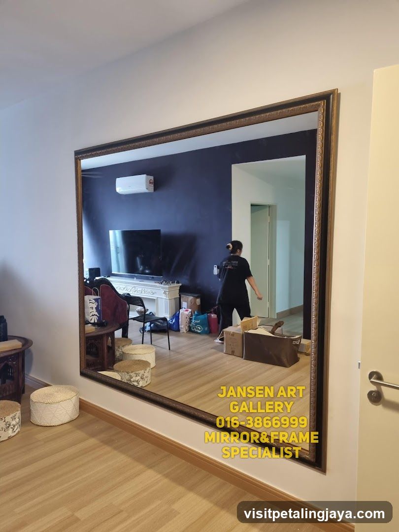 Living Room Interior with Large Mirror Reflection