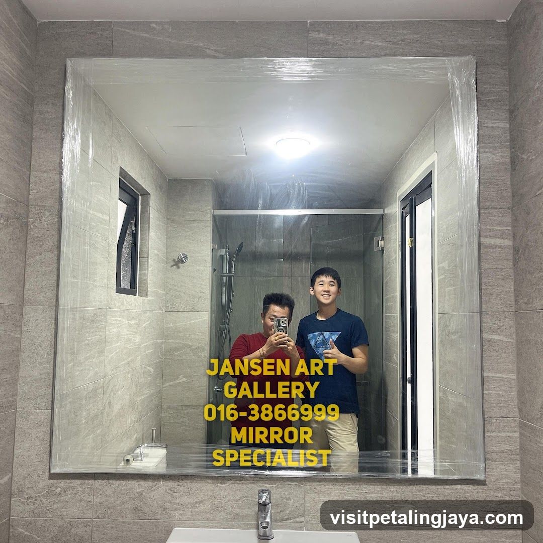 Bathroom Mirror Reflection with Ad Overlay