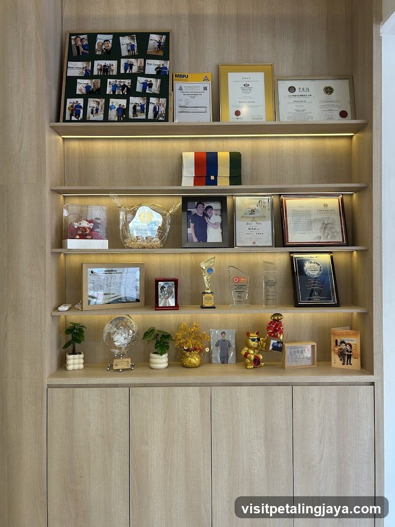 Display Shelf with Awards and Certificates
