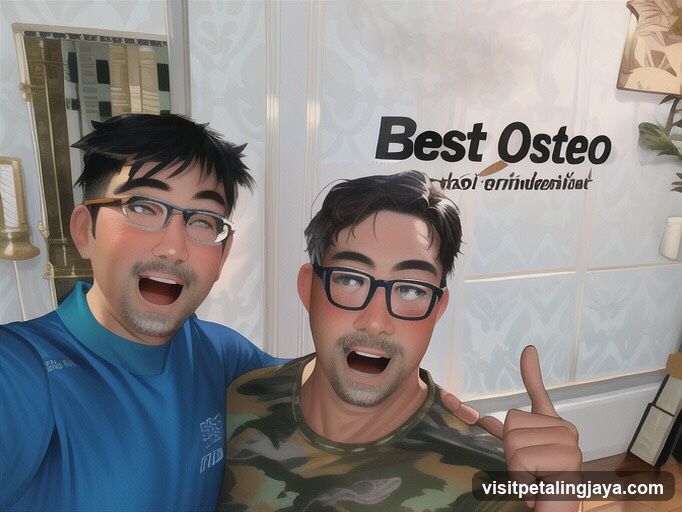 Cartoon-style selfie of two men in a shop interior