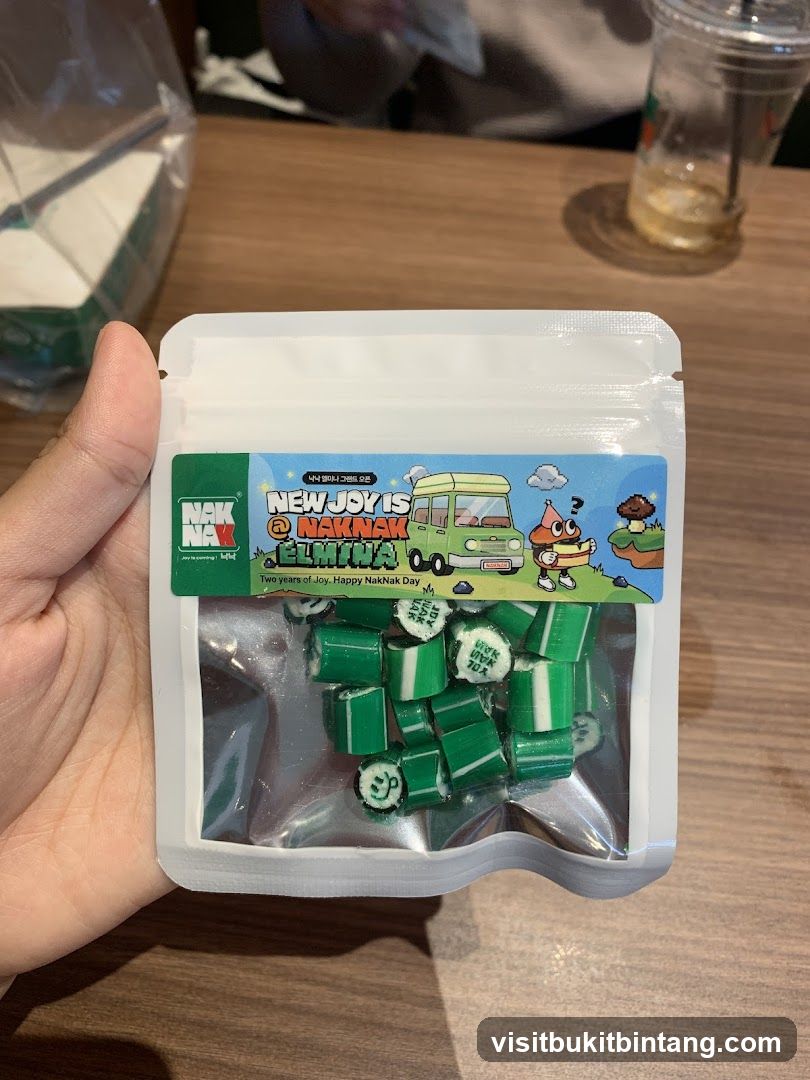 Bag of Green and White Striped Candies