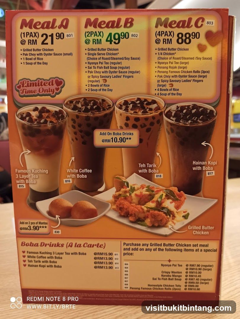 Meal Deals and Boba Drinks