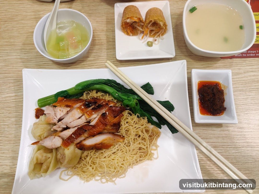 Roasted Chicken Noodles with Wontons