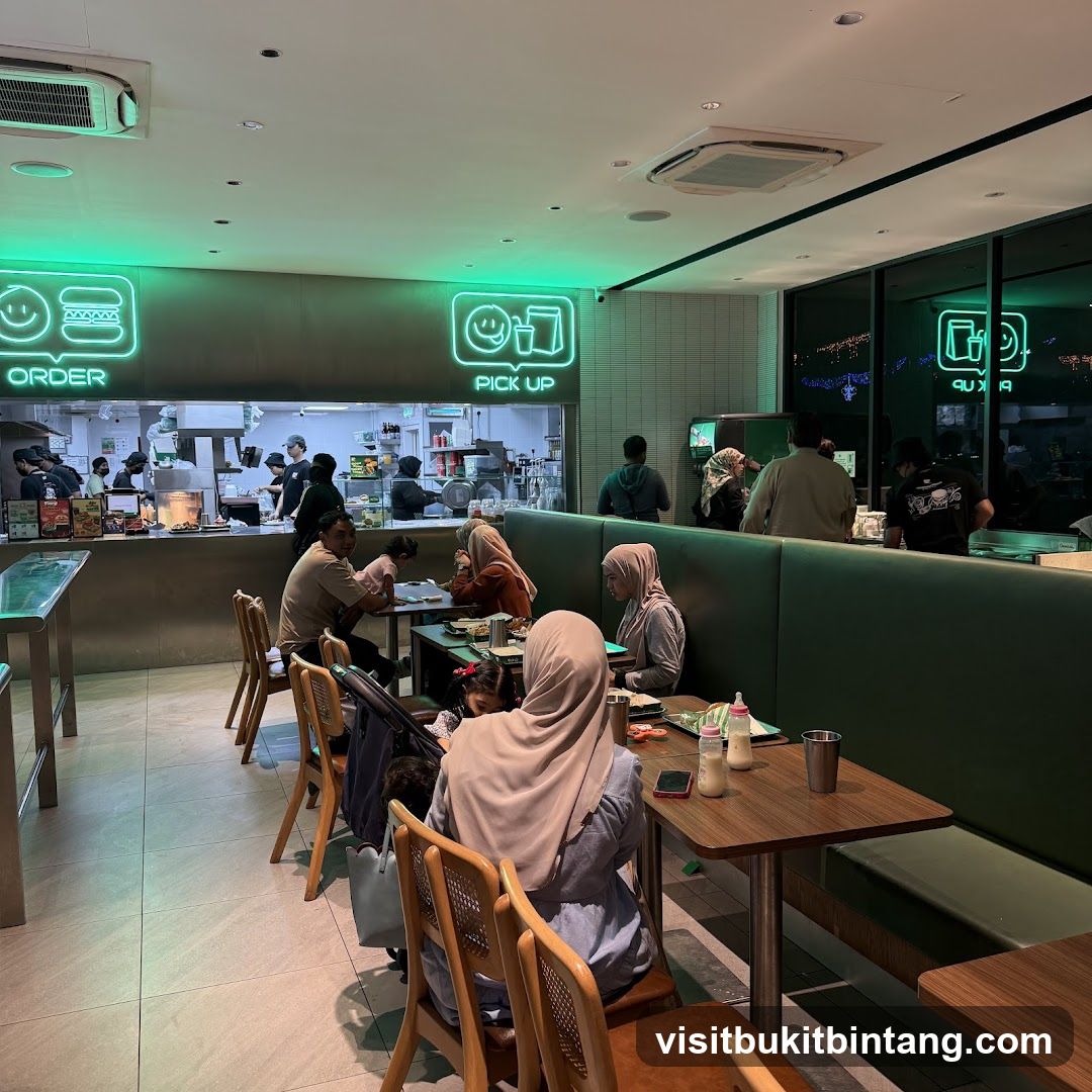 Restaurant Interior with Neon Signs