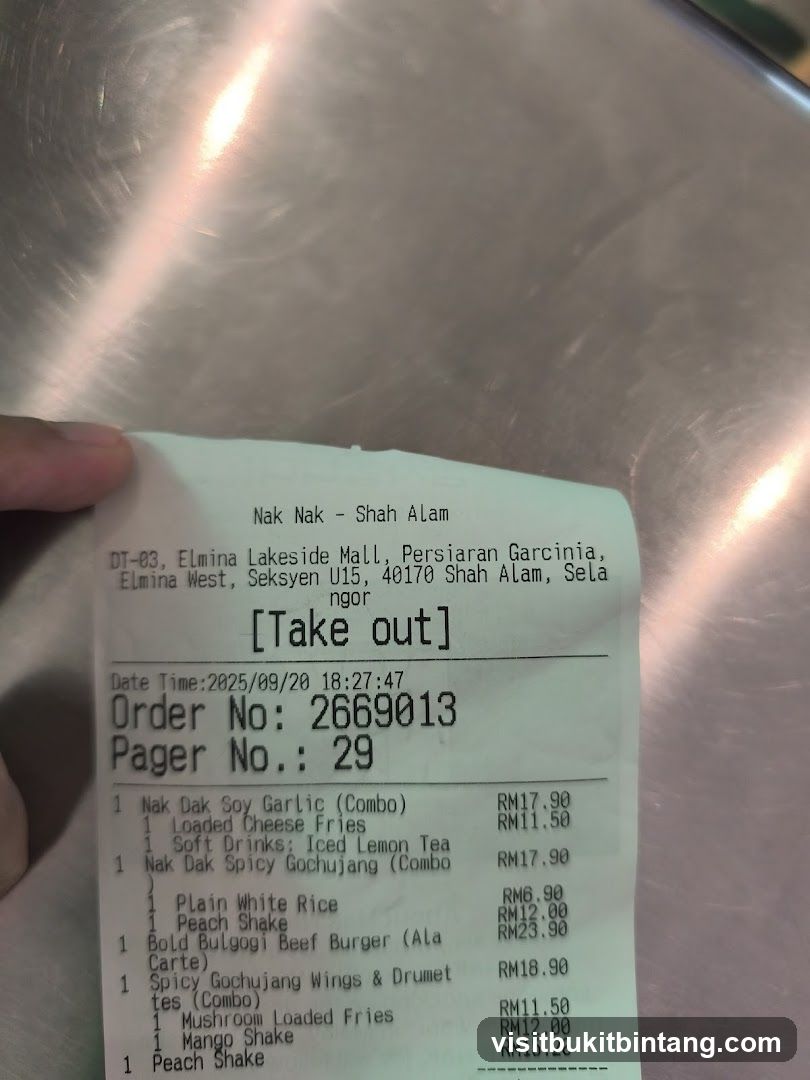 Nak Nak - Shah Alam Receipt