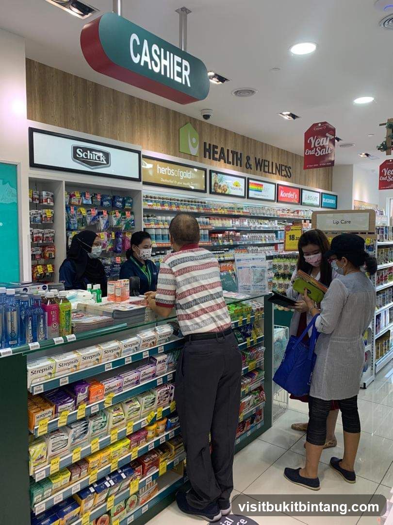Pharmacy Interior with Cashier and Health Products