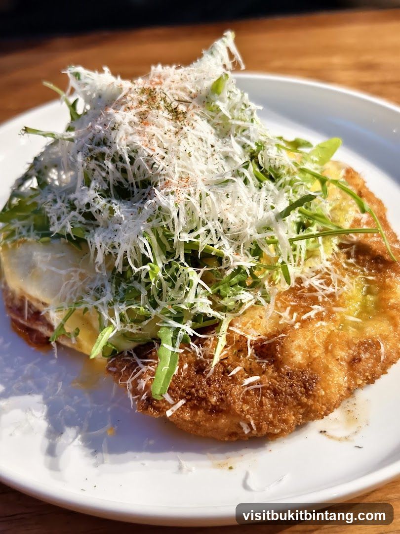 Fried Cutlet with Greens and Cheese