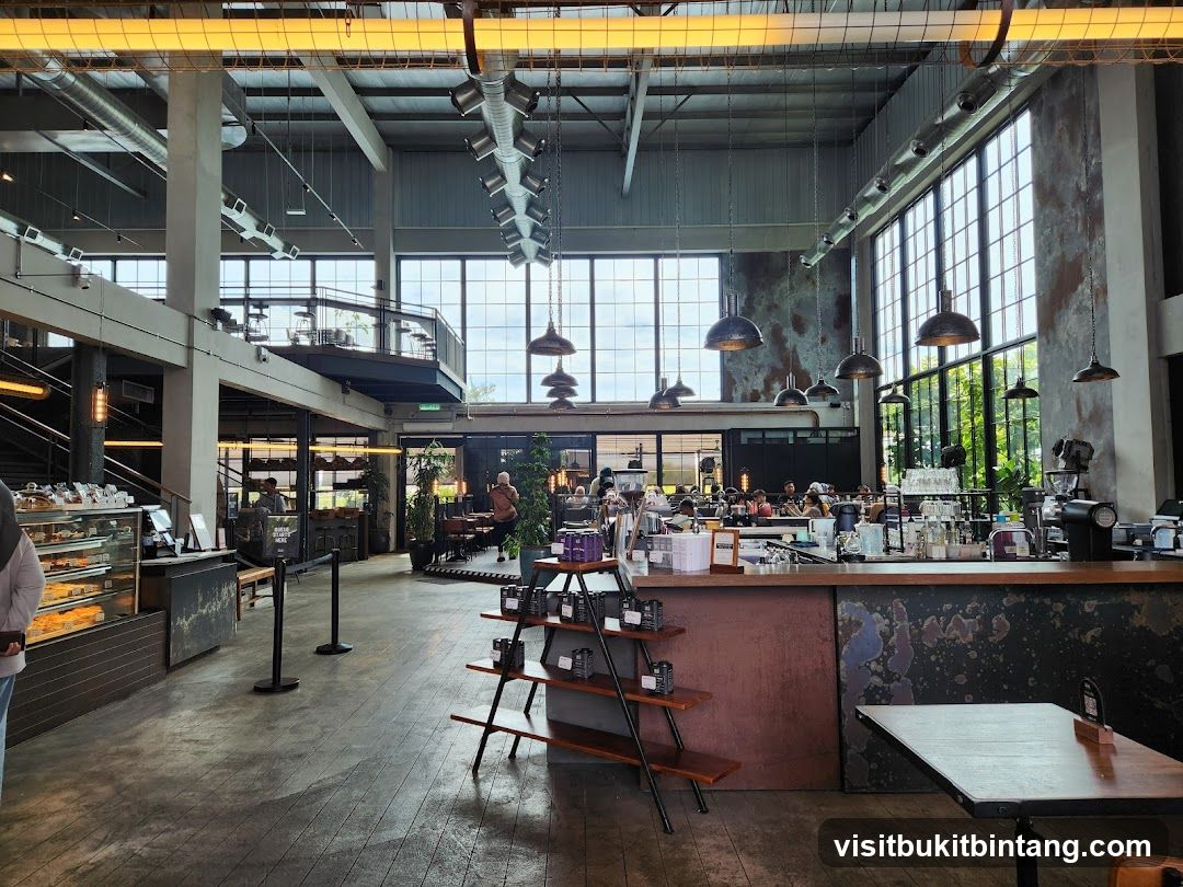 Spacious Cafe Interior with Industrial Design