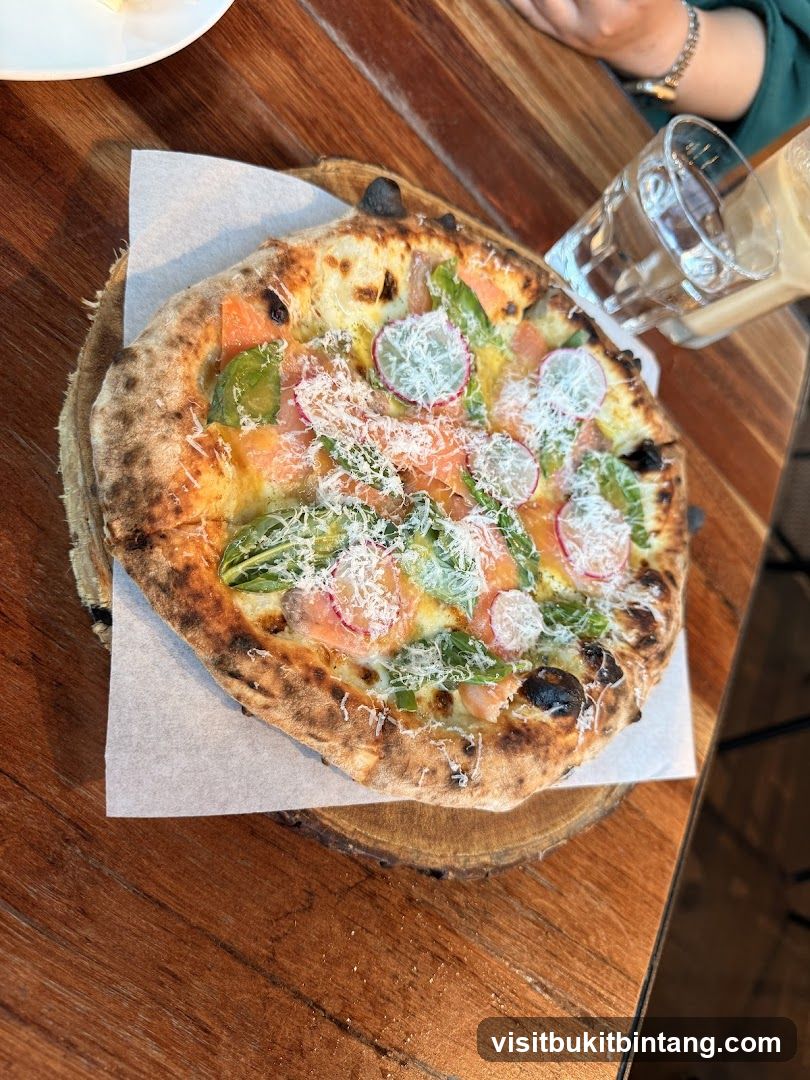 Pizza with Salmon and Radish