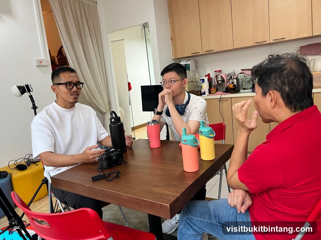Three people sitting at a table