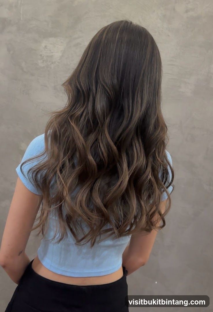 Woman with long wavy brown hair