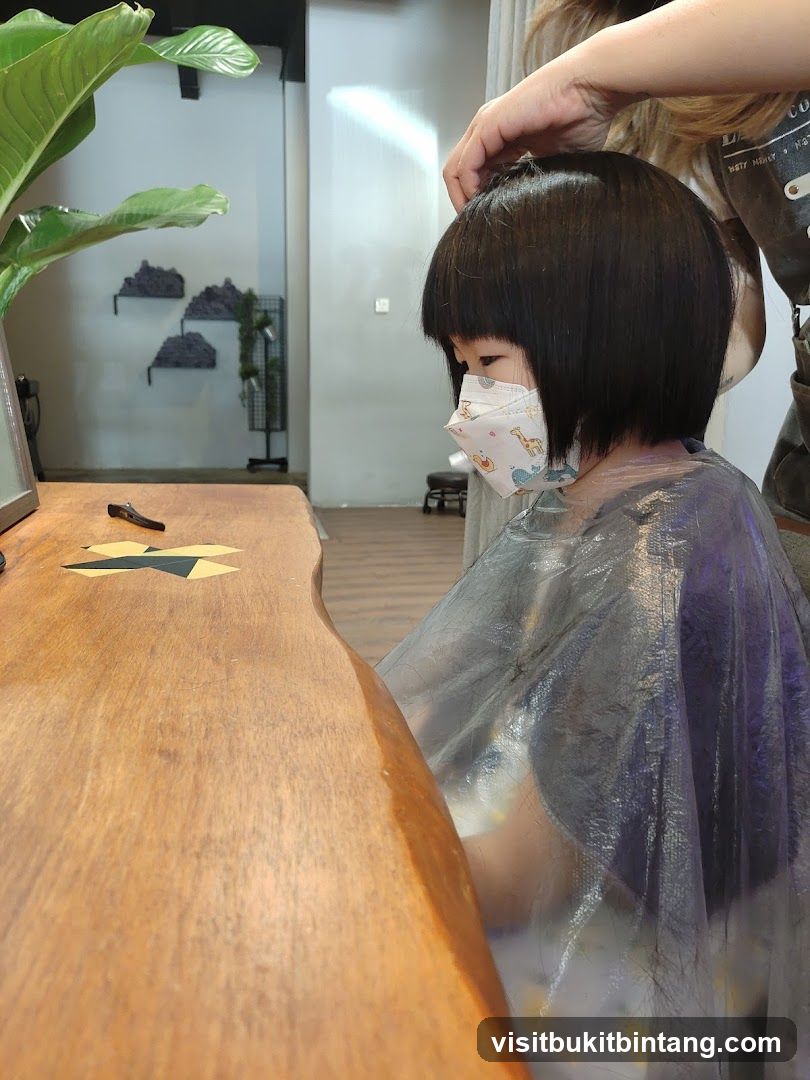 Child getting a haircut