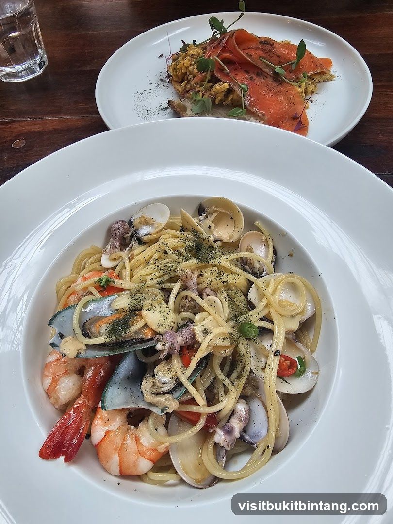 Seafood Pasta and Smoked Salmon Dish