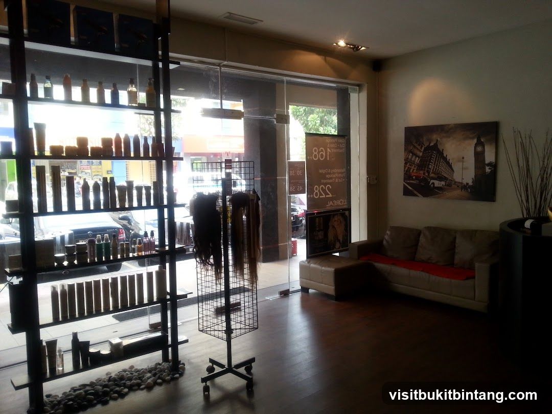 Salon Interior with Product Displays and Seating