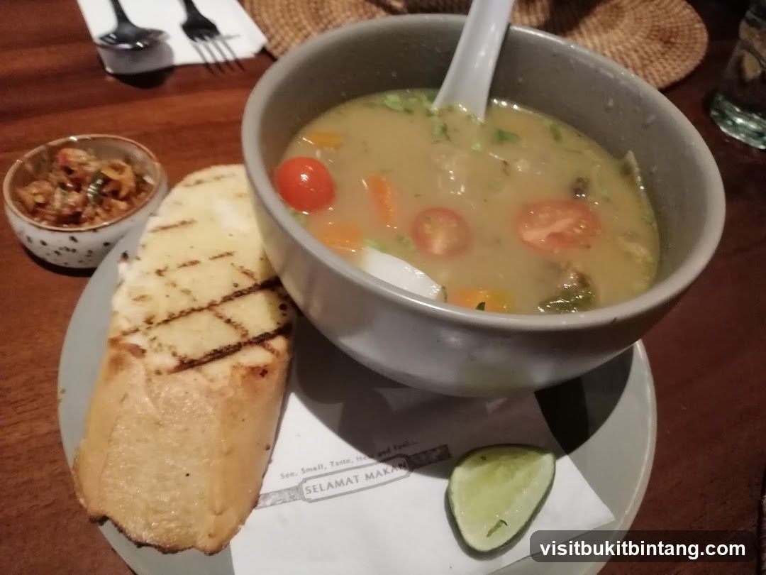 Soup with Bread and Condiments